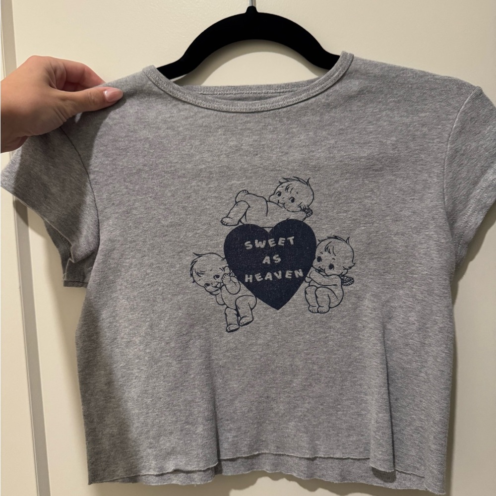 Gray Graphic Tee with Sweet as Heaven Print